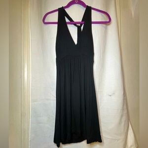 Forever 21 Black Halter Top Deep V-Neck Sleeveless Mini Dress Size M